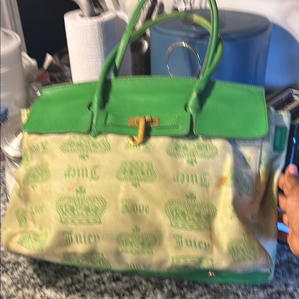 Juicy Couture Green and Cream Satchel Bag